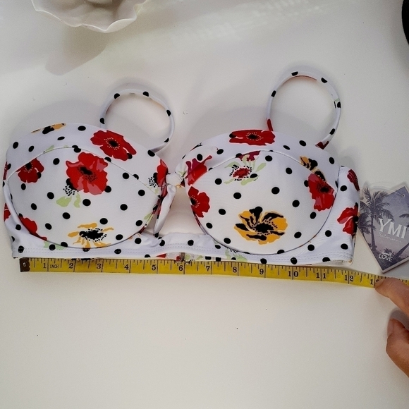 YMI Floral Polka Dots Cutout Bandeau Bikini Top/M - Picture 12 of 12